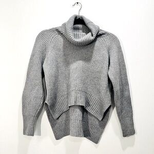 Aritzia Wilfred Free 100% Italian Wool Ribbed Hi Lo Cropped  Turtleneck Sweater